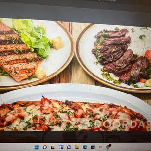 two plates of food on a computer screen