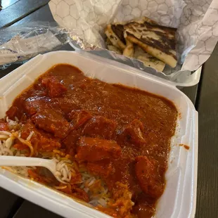 Mild Butter Chicken, with Garlic Butter Nan