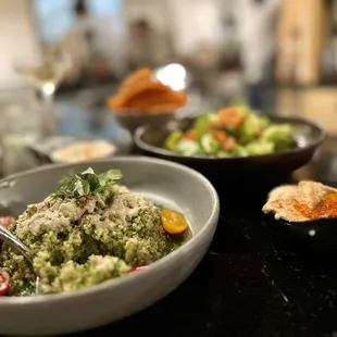 bowls of food on a table