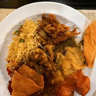 Every vegetarian choice on the lunch buffet (including the fried rice on the carnivore side).