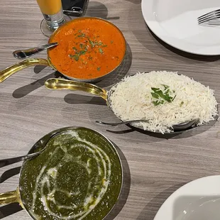 Top: butter chicken bottom: Lamb saag