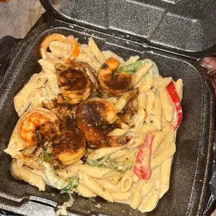 Rasta Pasta w/Shrimp (delicious)