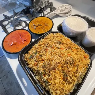 Goat Biryani, goat korma and butter chicken..love it all..!