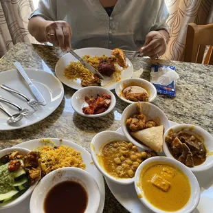 Our spread of delicious Indian buffet items.