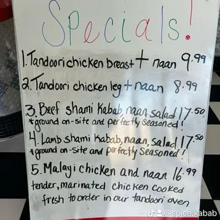 Our current specials! Come try one!