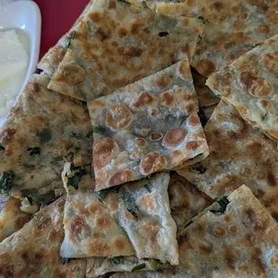 half and half order of bolani, check out that homemade yogurt! AUTHENTIC