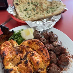 Chicken Breast and Lamb kabob.