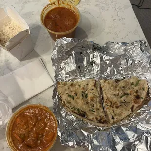 Vegetable Paneer Tikka Masala, Malai Kofta, Garlic Naan