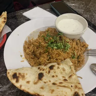 Lamb Biryani with garlic naan