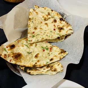 a plate of flatbreads on a table