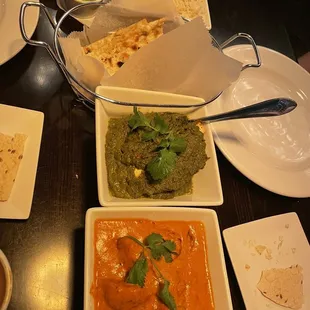 Chicken Tikka Masala and saag paneer