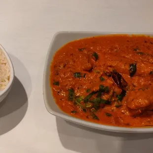 Rayalasema Chicken Curry and rice