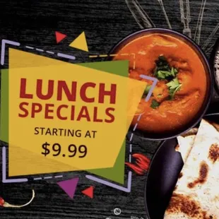 lunch specials starting at $ 9 99