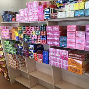 shelves of various flavors and flavors