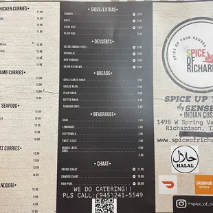 a menu for a restaurant