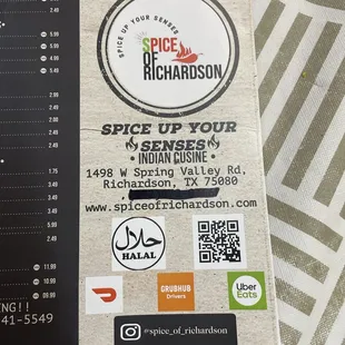 a menu for a restaurant