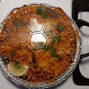 Biryani with Goat. Spice level 5...the hottest