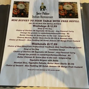 Notice upcharge for different proteins other than chicken. Also upcharge for butter chicken as well as garlic naan.