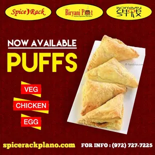 Veg Puff, Chicken Puff, Egg Puff