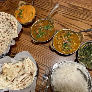 Sweet Dates Roti &amp; Garlic Naan Chicken Tikka Masala Lamb Curry Channa Masala  Saag Paneer