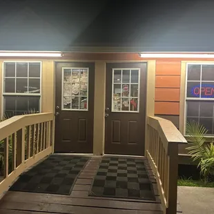 the entrance to the restaurant