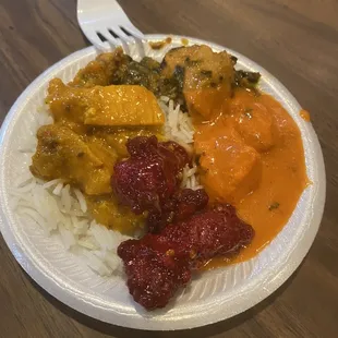 Spinach chicken, Chicken 65, Butter Chicken