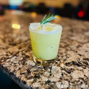 rosemary lemon drop in a glass