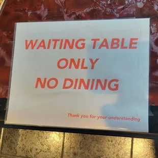 One table for &quot;waiting  only&quot;