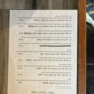 menu