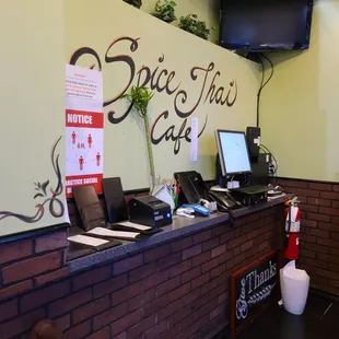 the front desk of the restaurant