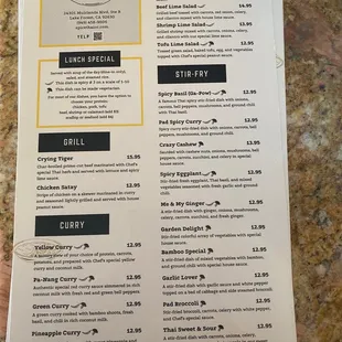 4/28/23: Lunch Special Menu page 1 of 2
