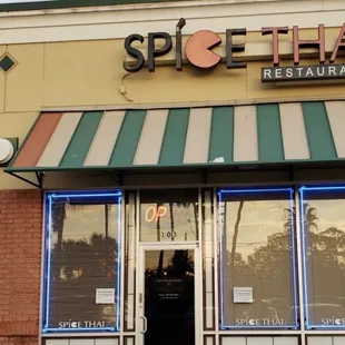 the front of the restaurant