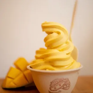 Mango soft serve ice cream