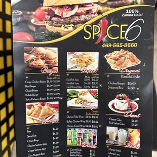 a menu for a fast food restaurant