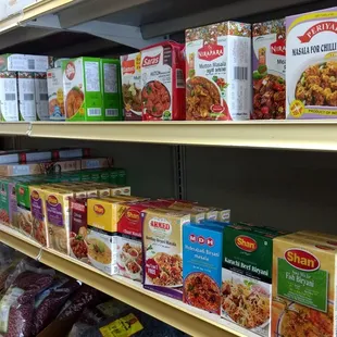 shelves of food in a grocery store