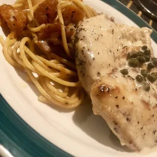 Chicken Picatta with butternut squash pasta