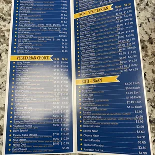 Menu. Although prices aren't correct.
