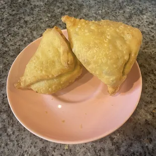 Veggie Samosa...My son said was delicious but not as good as his best friends moms fresh homemade Samosa's Lol