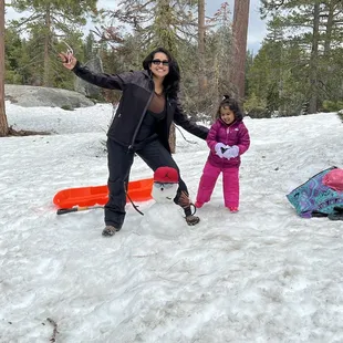 snow man with the girls