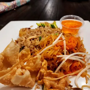 Pad Thai, Pineapple Rice and Crab Ragoons