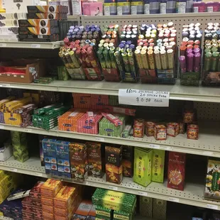 Wide selection of incense/joss sticks here! (Need cones? Spices of India has these, too, and -- I'm pretty sure -- also has some resin.)