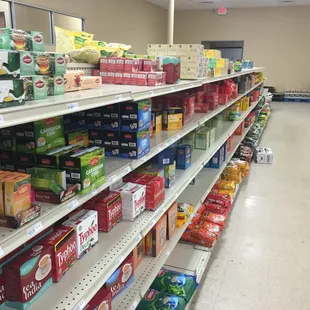 shelves in a grocery store