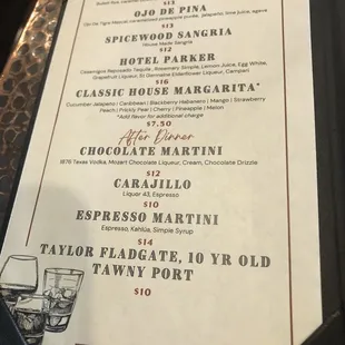 Cocktail Menu as of July 6, 2023
