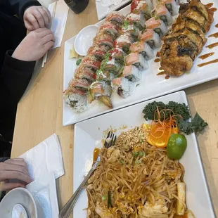 Sushi and pad Thai