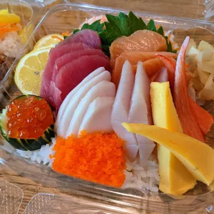 Chirashi Dinner. $18. A variety of sashimi over sushi rice.