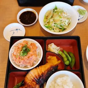 a variety of asian food