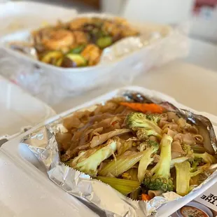 two trays of food