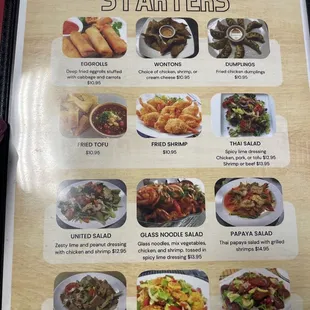 Menu as of March 2024