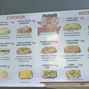 Real Philly Menu