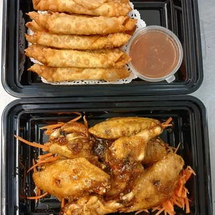 chicken wings and fried chicken, food